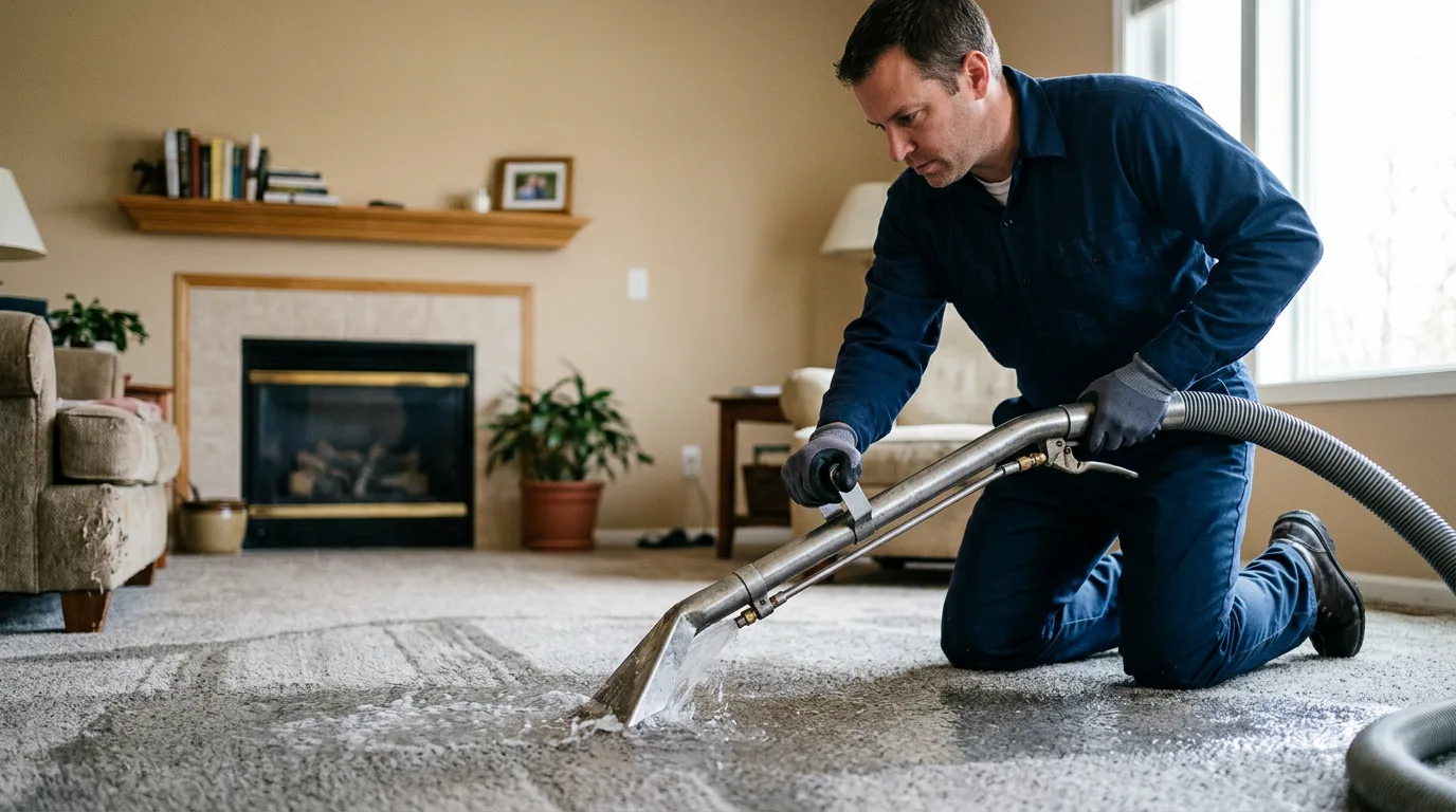 Water damage restoration technician working near Waterbury, CT
